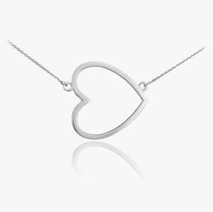 Dainty Sterling Silver Sideways Open Heart Necklace